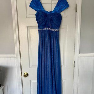 Long Modest Glitter Formal Prom Dress